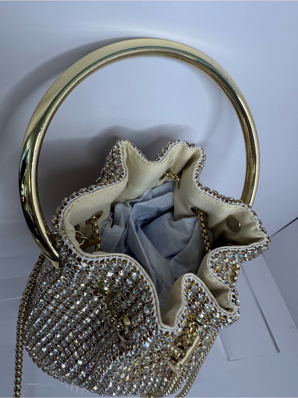 #387 Madison West Zafira Rhinestone Two-Way Bucket Evening Bag - Picture 4 of 15